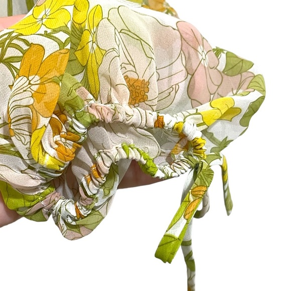 Lulu’s Bloom Service Green Floral Print Bloom Sleeves Size Small ( NWOT) - Picture 7 of 11
